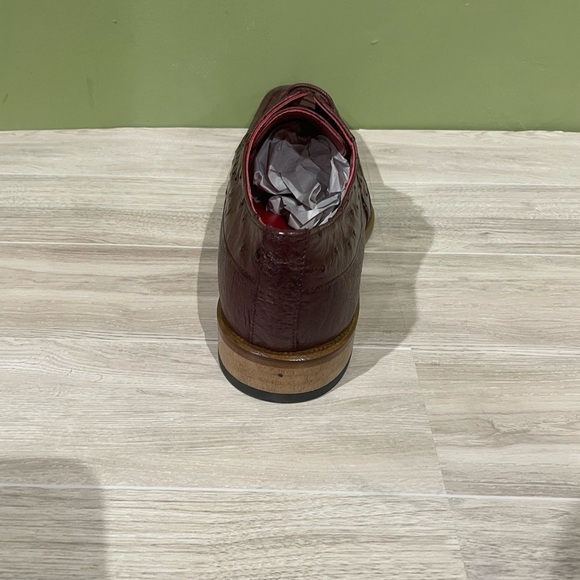 Men\'s Fennix Italy Brown Leather Dress Shoes ostrich oxford red bottom sole